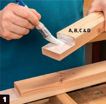 Bygga en kaninbur: Ramarna monteras ihop med lim. Bygga en kaninbur: Ramarna monteras ihop med lim.